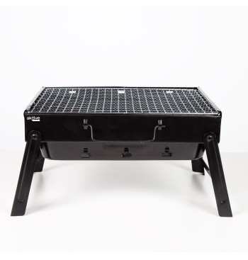 Barbacoa portátil plegable rectangular negra 40x28x20 cm 2