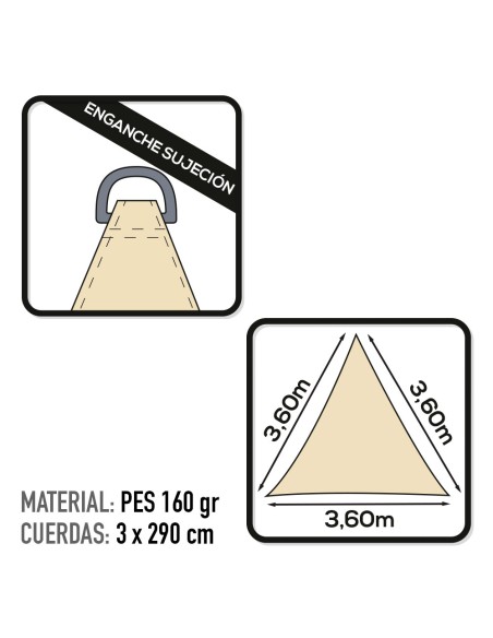 Toldo sombreo triangular color crema