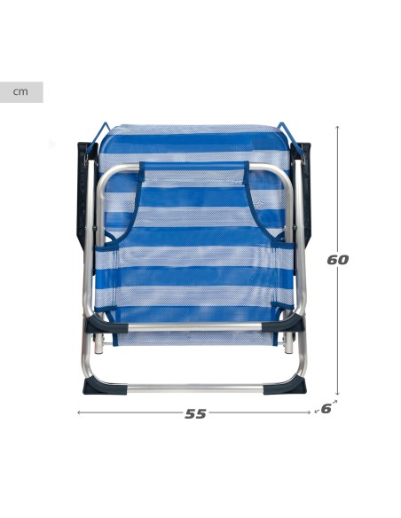 Silla playa baja fija 45x40x70 cm rayas marineras