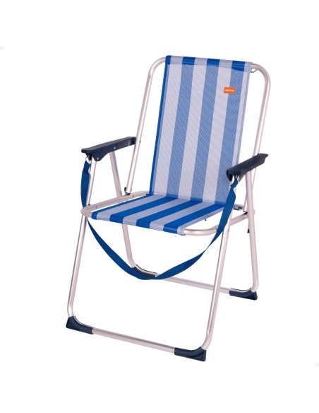 Silla playa alta fija 44x45x76 cm rayas marineras