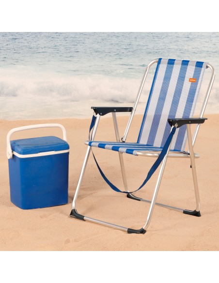 Silla playa alta fija 44x45x76 cm rayas marineras