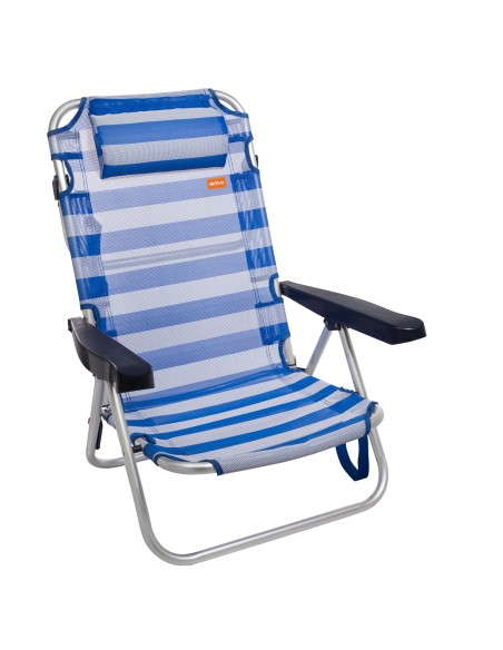 Silla playa baja multiposición 48x46x84 cm rayas marineras