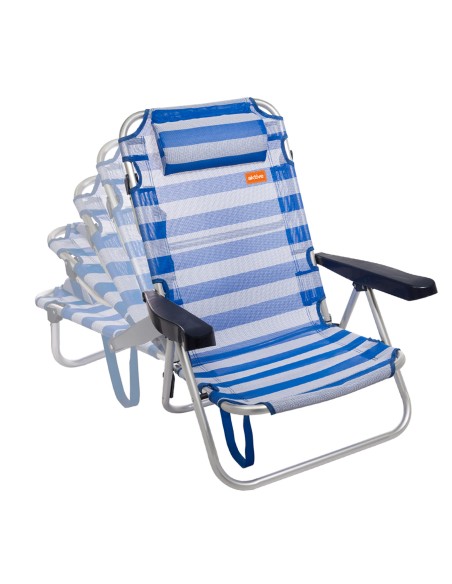 Silla playa baja multiposición 48x46x84 cm rayas marineras