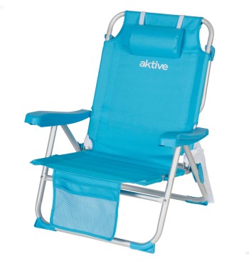 Silla playa baja XL multiposición 50x60x80 cm azul