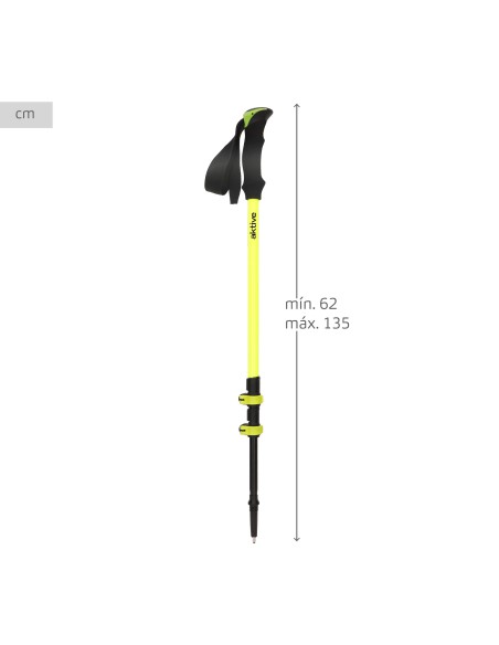 Bastón extensible trekking 62-135 cm 3 sec con empuñadura eva