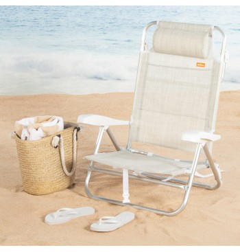 Silla playa baja multiposición 47x49x82 cm Ibiza 2