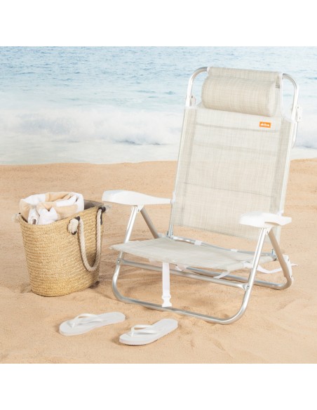 Silla playa baja multiposición 47x49x82 cm Ibiza