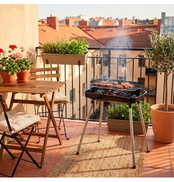 Barbacoa portátil de carbón con dos niveles de cocción 2