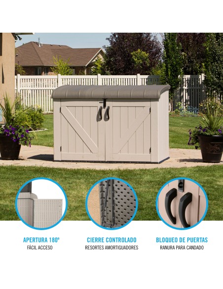 Lifetime Arcón horizontal con puertas y techo abatibles para exterior 191x107x132 cm