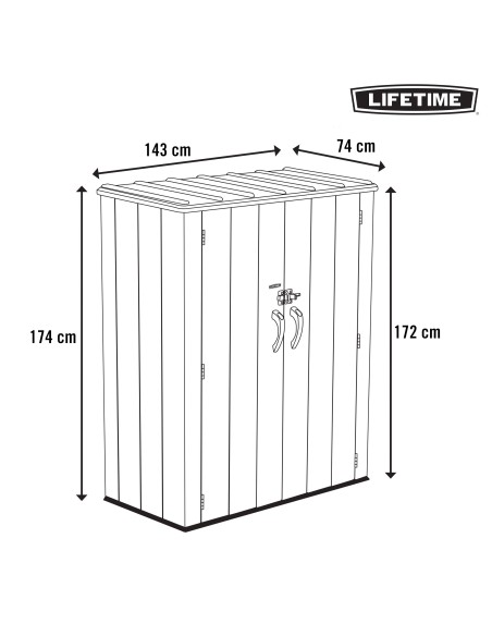 Lifetime Armario exterior vertical 1.500 L Rough Cut™ con estantes