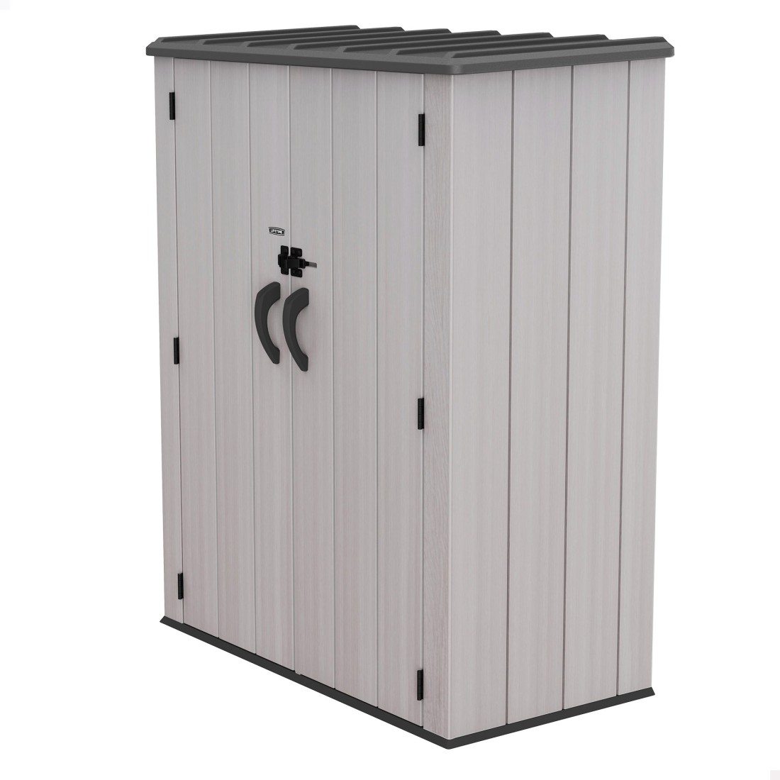 Lifetime armario exterior vertical rough cut™ 1445 litros con estantes y colgadores