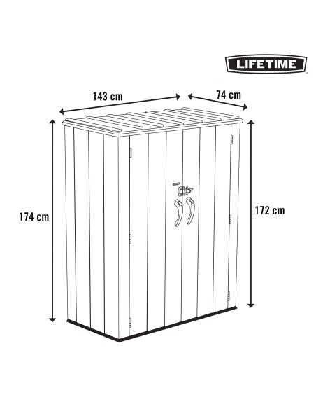 Lifetime Armario exterior vertical Rough Cut™ 1445 litros con estantes y colgadores