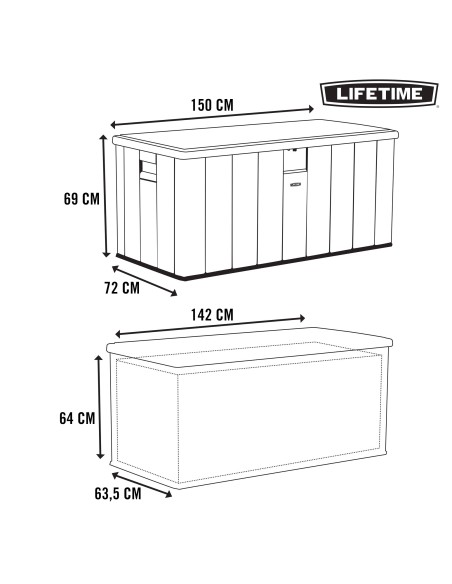 Lifetime Baúl para jardín ultrarresistente marrón 150x72x69 cm