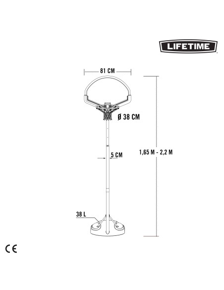 Lifetime Canasta baloncesto ultrarresistente altura regulable 165-222 cm