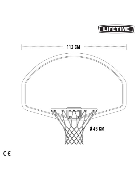 Lifetime Tablero baloncesto ultrarresistente 112x72 cm