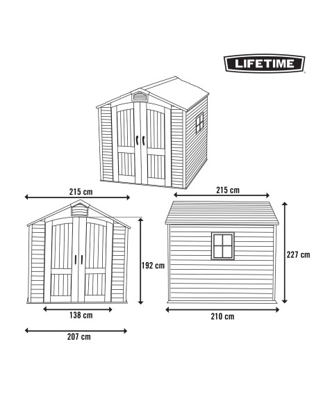 Lifetime Caseta de jardín 4,4 m² con suelo, ventanas y estanterías