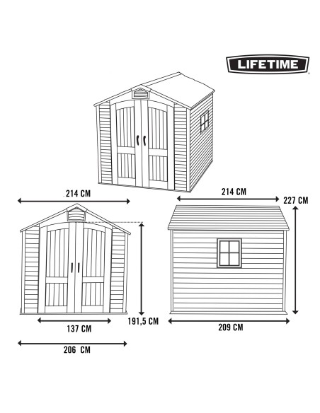 Lifetime Caseta jardín ultrarresistente con ventana 214x213x227 cm