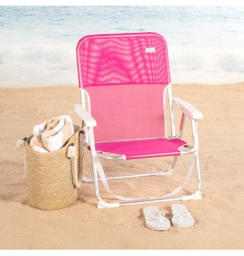 Silla de playa fija plegable 44x40x72 cm fucsia 2