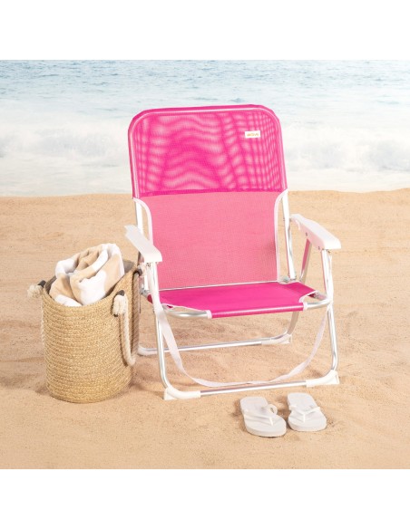 Silla de playa fija plegable 44x40x72 cm fucsia
