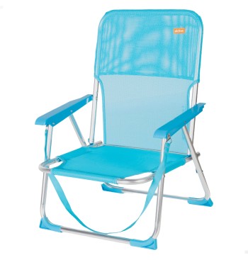 Silla de playa fija plegable 44x40x72 cm azul