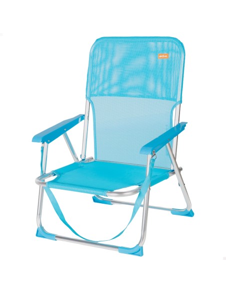 Silla de playa fija plegable 44x40x72 cm azul