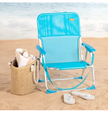 Silla de playa fija plegable 44x40x72 cm azul 2