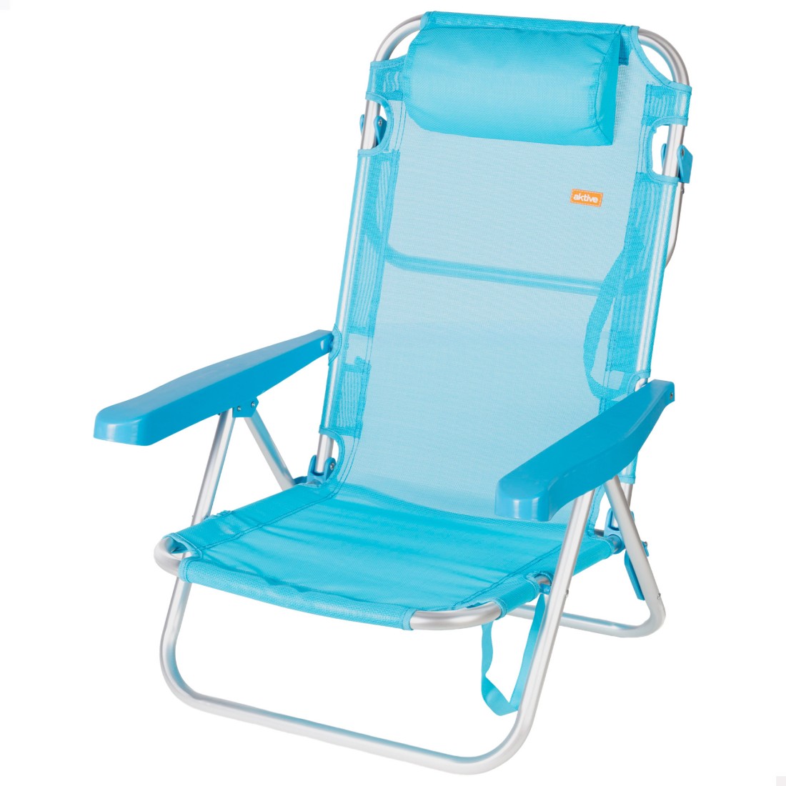Silla playa baja multiposición 48x46x84 cm azul
