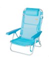 Silla playa baja multiposición 48x46x84 cm azul