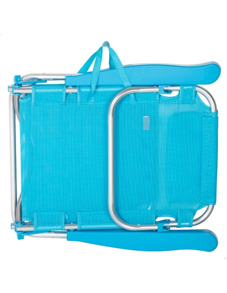 Silla playa baja multiposición 48x46x84 cm azul