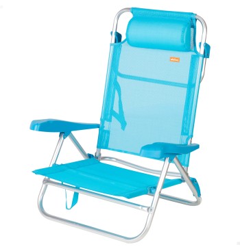 Silla playa baja plegable multiposición 47x49x82 cm azul