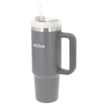 Vaso térmico gris 900 ml inox tapa rosca 3 posiciones con...
