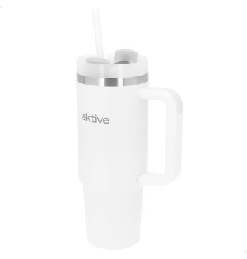 Vaso térmico blanco 900 ml inox tapa rosca 3 posiciones...