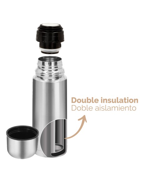 Botella térmica 500 ml inox tapón rosca antifugas dosificador