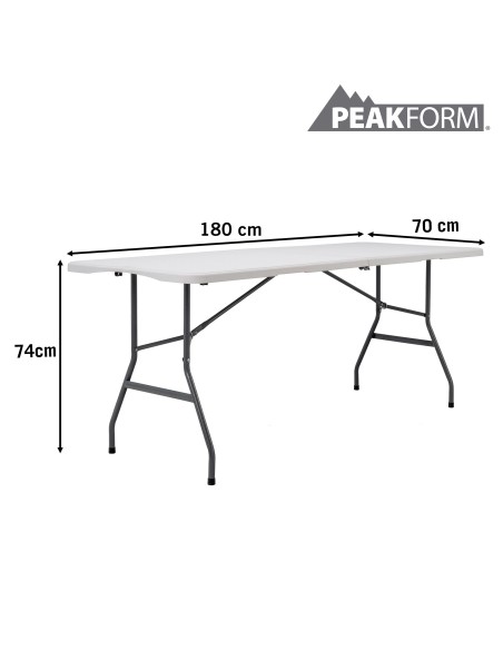 PEAKFORM Mesa rectangular plegable por la mitad 180x70x74 cm