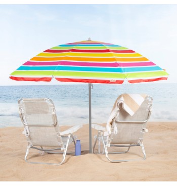 Sombrilla playa 8 varillas 200 cm rayas colores 2