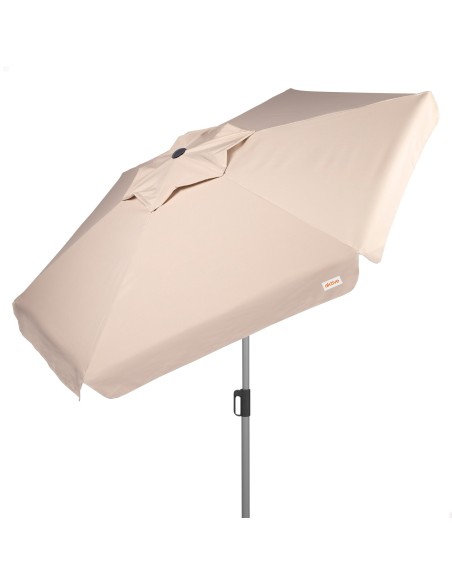 Sombrilla grande jardín antiviento inclinable 230 cm UV50 marfil