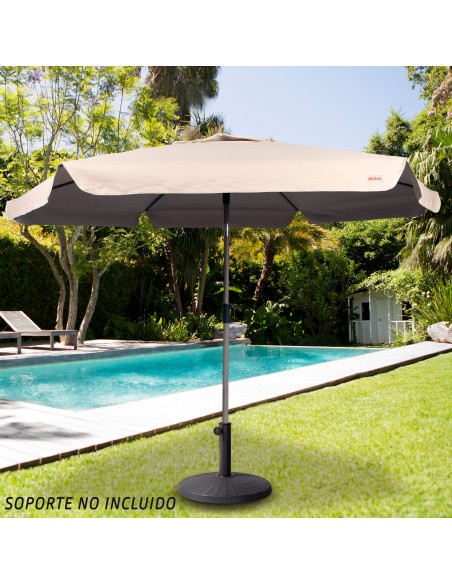 Sombrilla grande jardín antiviento inclinable 230 cm UV50 marfil