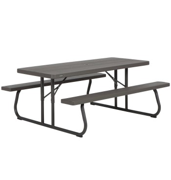 Lifetime Mesa plegable con bancos integrados 183x76x74 cm