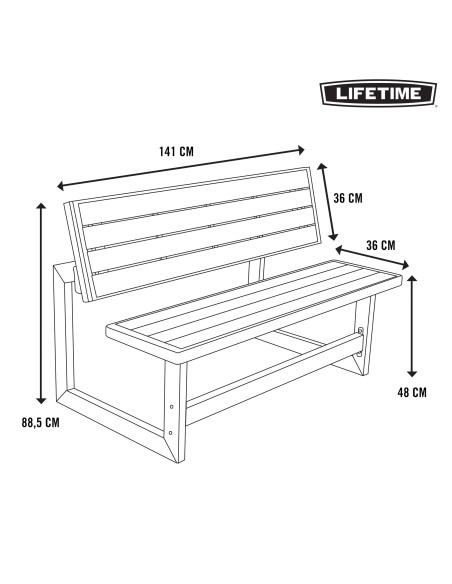 Lifetime Mesa convertible en banco 141x78,5x88,5 cm
