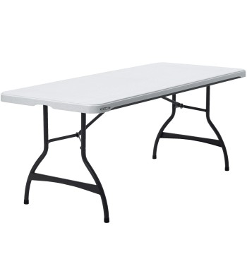Lifetime Mesa rectangular apilable patas abatibles blanca...