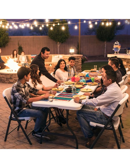 Lifetime Mesa rectangular apilable patas abatibles blanca 182x76x74 cm