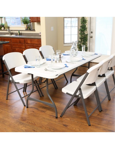 Lifetime Mesa rectangular apilable patas abatibles blanca 182x76x74 cm