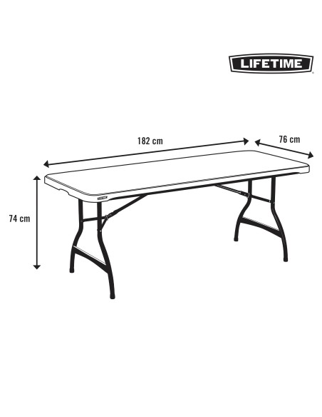 Lifetime Mesa rectangular apilable patas abatibles blanca 182x76x74 cm