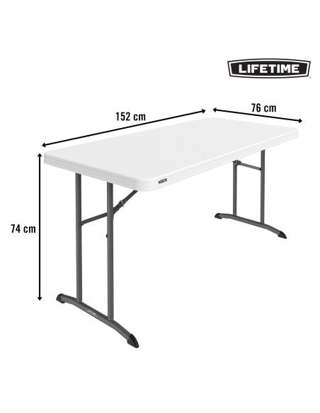 Lifetime Mesa rectangular plegable y apilable blanca 152x76 cm