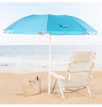 Sombrilla playa plegable compacta 8 varillas 180 cm azul 2
