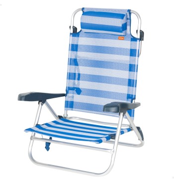 Silla playa baja multiposición 47x49x82 cm rayas marineras