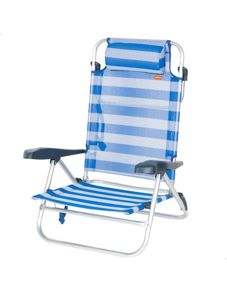 Silla playa baja multiposición 47x49x82 cm rayas marineras