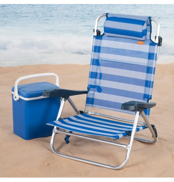Silla playa baja multiposición 47x49x82 cm rayas marineras 2