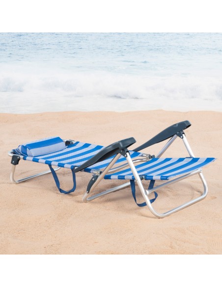 Silla playa baja multiposición 47x49x82 cm rayas marineras