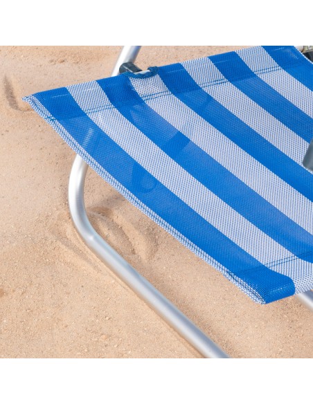 Silla playa baja multiposición 47x49x82 cm rayas marineras